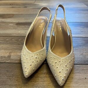 Nicole Miller Pearl Embellished Slingback Heels